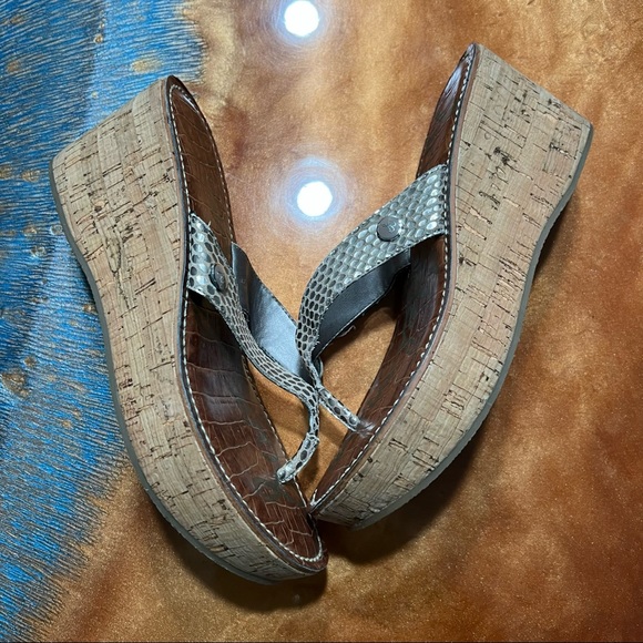 Sam Edelman Romy Platform Cork Wedge Flip Flop Sandals - Picture 3 of 9